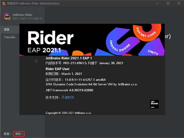 jetbrains rider 2021.1中文破解版