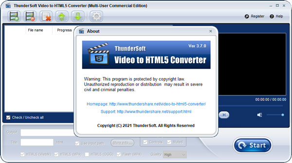 ThunderSoft Video to HTML5 Converter破解版