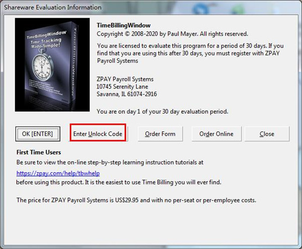 ZPAY Time Billing Window破解版