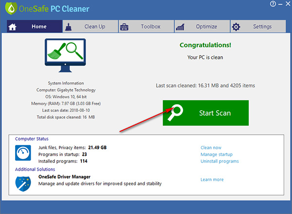 OneSafe PC Cleaner破解版